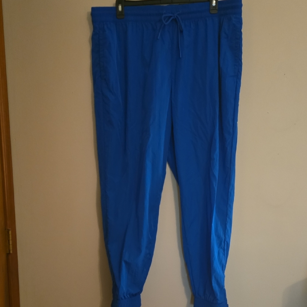 New Xersion Womens XXL Blue Windbreaker Relaxed Drawstring Loose Fit Pant